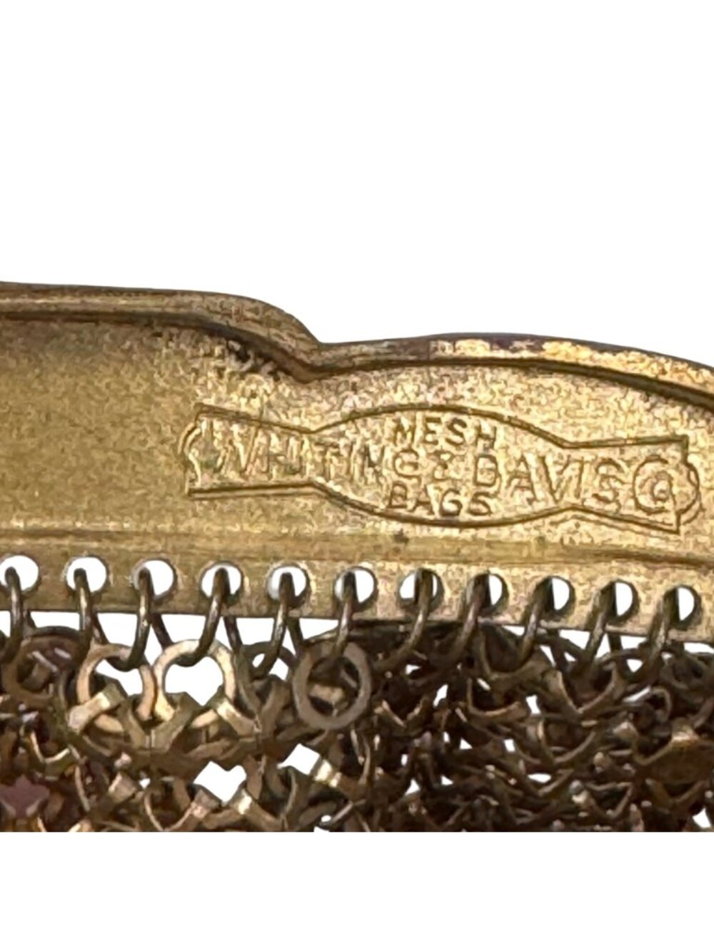 Antique Whiting & Davis Gold Mesh Evening Bag Chainmail Rhinestone Clasp READ - Picture 5 of 11